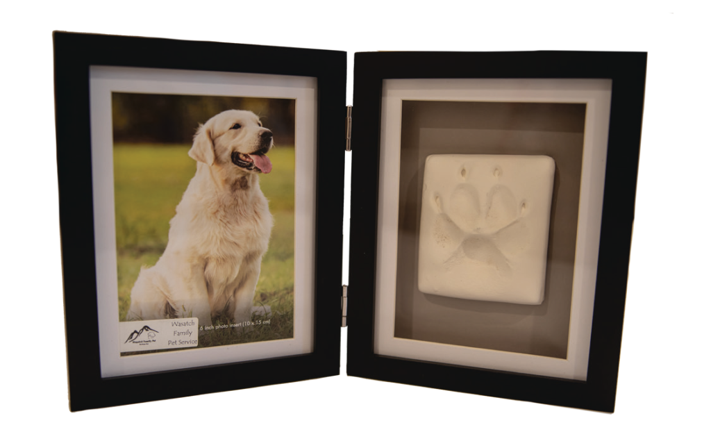 Picture frame pet paw print memorial with photo display