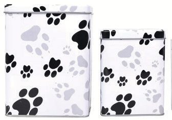 Metal pet memorial tin with paw print design