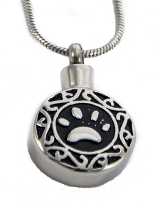 Round with Black Designs and Paw Print