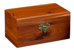 Cedar Box - with clasp and lock<br><em> (Beautifully handcrafted aromatic cedar urn with a lid, secured using a clasp and lock with key. This option allows easy access if needed. Each urn can be personalized to best memorialize your pet.)</em>